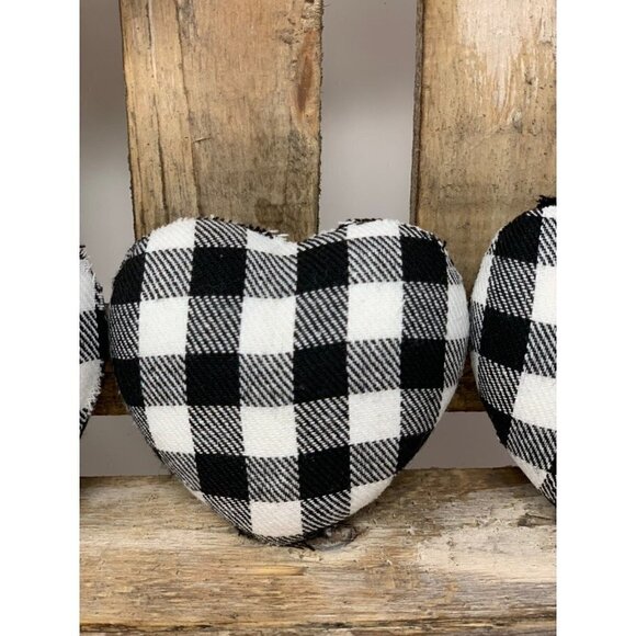 Valentines Day Hearts Buffalo Plaid Check Vase Bowl Filler Scatter Decor 4 piece - Picture 2 of 4